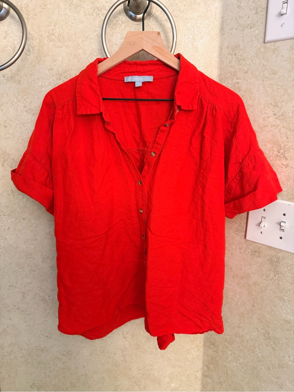 ANTONIO MELANI Vibrant Red Short Sleeve Button-Down matching set
